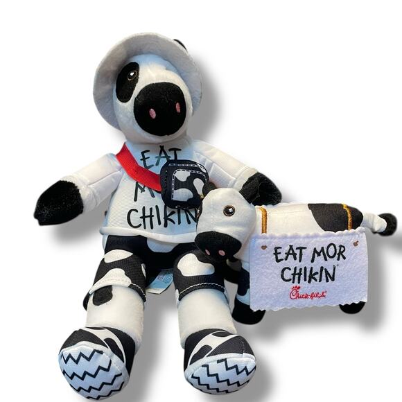 Chick-fil-A Plush Cow Eat Mor Chikin Summer Trend Setter Stuffed 5" 10" Lot of 2 - Picture 10 of 15